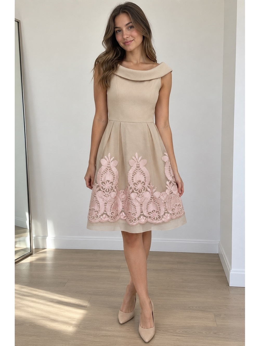Caramel Fashion Women's US 12 (EU 44)   Off-Shoulder Mesh Cocktail Dress
